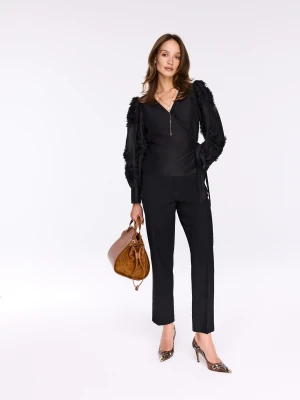 Eleganckie czarne cygaretki z wysokim stanem TARANKO