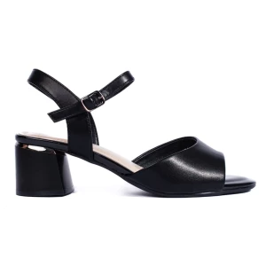 Eleganckie czarne sandały damskie na obcasie Sergio Leone