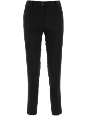Eleganckie Czarne Spodnie z Elastyczną Wełną Dolce & Gabbana