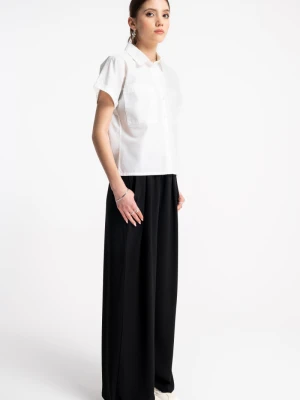 Eleganckie czarne spodnie z szerokimi nogawkami Reporter