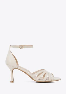 Eleganckie damskie sandały ze skóry naturalnej na szpilce kremowe Wittchen