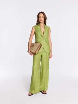 Eleganckie lniane spodnie w zielonym kolorze TARANKO