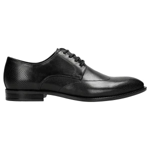 Czarne eleganckie buty męskie ze skóry licowej 10195-51 Wojas