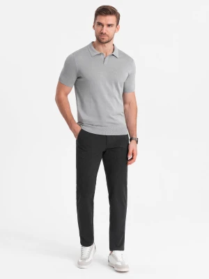 Eleganckie męskie spodnie chino SLIM FIT - grafitowe V2 - Rozmiar: XL Ombre Clothing