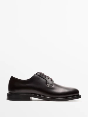 Eleganckie Półbuty Blucher Ze Skóry - Brązowy - Massimo Dutti - Male