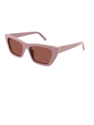 Eleganckie Różowe Okulary przeciwsłoneczne z Brązowymi Soczewkami Saint Laurent