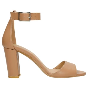 Brązowe sandały damskie na wysokim slupku 76246-52 Wojas