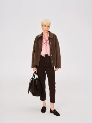 Eleganckie spodnie cygaretki w czekoladowym kolorze TARANKO