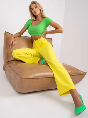Eleganckie spodnie damskie garniturowe - żółte RUE PARIS