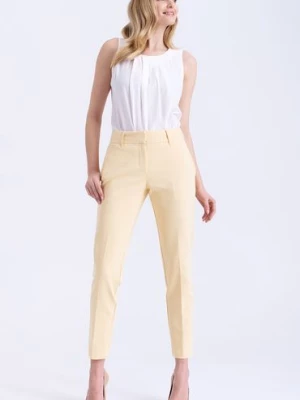 Eleganckie spodnie damskie z kantką żółte Greenpoint