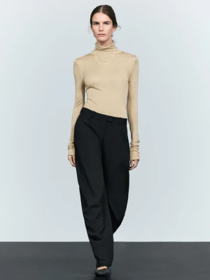 Eleganckie Spodnie O Kroju Barrel - Czarny - Massimo Dutti - Female