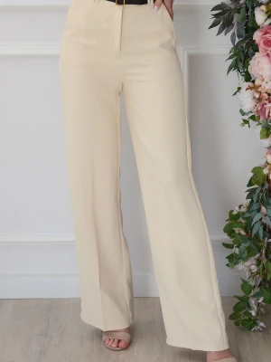Eleganckie spodnie prosta nogawka ciepły beż Dillon Cocomoda.pl - odzież damska, sukienki, buty, dodatki