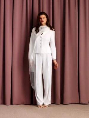 Eleganckie spodnie w białym odcieniu TARANKO