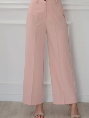 Eleganckie spodnie wide leg w kant retro róż Monro Cocomoda.pl - odzież damska, sukienki, buty, dodatki
