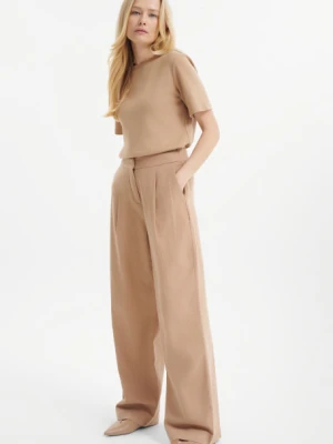 Eleganckie spodnie wide leg z lnem Greenpoint