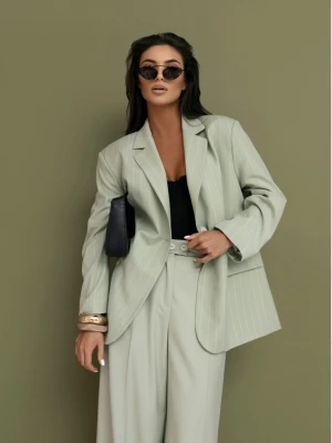 Eleganckie spodnie z kantem z wiskozy SALUBA - pistacjowe  magmac 
