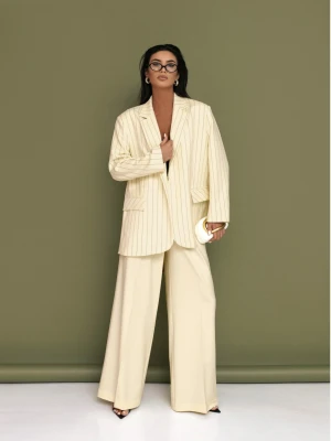 Eleganckie spodnie z kantem z wiskozy SALUBA - waniliowe  magmac 