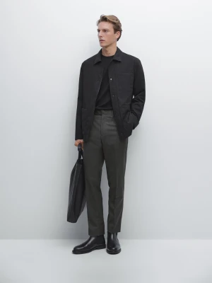 Eleganckie Spodnie Z Mieszanki Wełny - Szary - - Massimo Dutti - Male