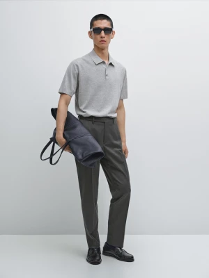Eleganckie Spodnie Z Mieszanki Wełny - Szary - - Massimo Dutti - Mężczyzna