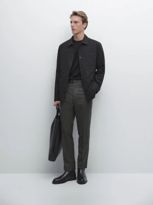 Eleganckie Spodnie Z Mieszanki Wełny - Szary - - Massimo Dutti - Mężczyzna