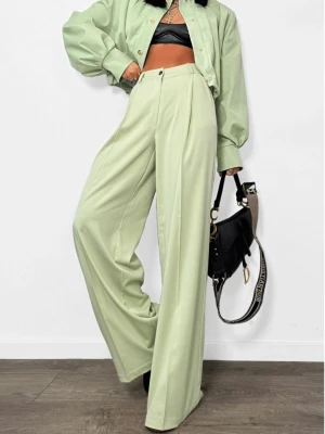 Eleganckie spodnie z szeroką nogawką ELIANNE - matcha  magmac 