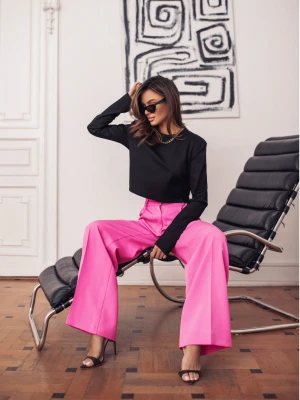 Eleganckie spodnie z szeroką nogawką ELIANNE - różowe  magmac 