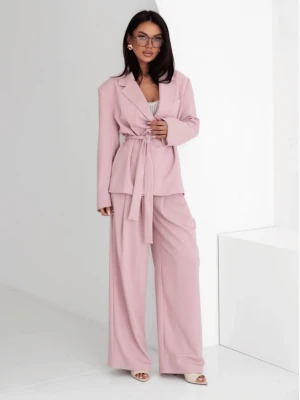 Eleganckie spodnie z szerokimi nogawkami ALAIA - brudny róż  magmac 