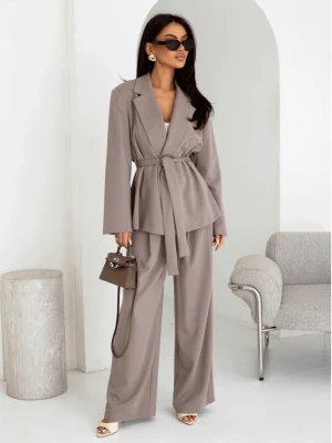 Eleganckie spodnie z szerokimi nogawkami ALAIA - mocca  magmac 