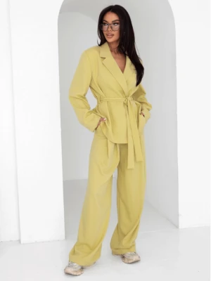 Eleganckie spodnie z szerokimi nogawkami ALAIA - oliwkowe  magmac 