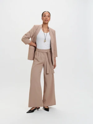 Eleganckie spodnie z wiązaniem coffee Top Secret