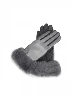 Eleganckie szare rękawiczki z satynowym wykończeniem Kazar
