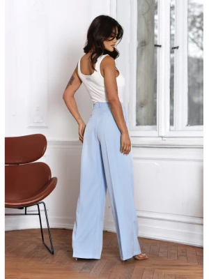 Eleganckie szerokie spodnie z kantem TEONA - błękit  magmac 