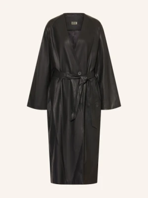 Eleh Płaszcz Imitujący Skórę schwarz