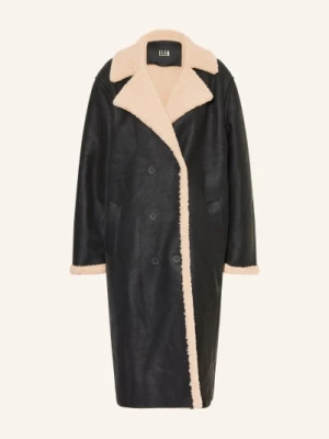 Eleh Płaszcz Imitujący Skórę Z Futrem Teddy schwarz