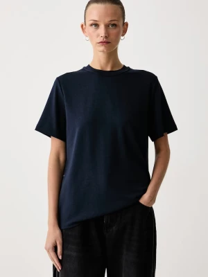 Eleh T-shirt basic damski z modalem granatowy