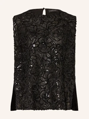 Elena Miro Bluzka Bez Rękawów Z Mieszanki Materiałów Z Cekinami schwarz