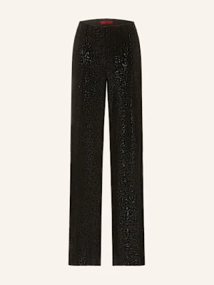 Elena Miro Spodnie Marlena Z Aksamitu Z Błyszczącą Przędzą schwarz