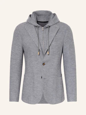 Eleventy Dzianinowa Marynarka O Kroju Extra Slim Fit Z Odpinanym Kołnierzem grau JASNOCZARY
