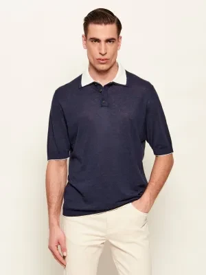 Eleventy Lniane polo | Regular Fit | z dodatkiem jedwabiu i kaszmiru
