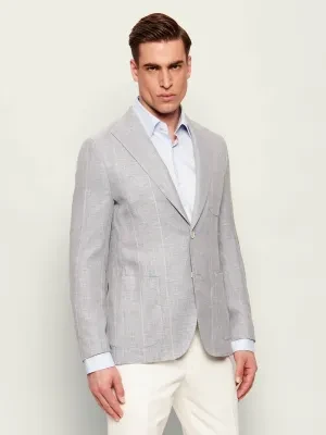 Eleventy Lniana Marynarka | Slim Fit | z dodatkiem jedwabiu i wełny