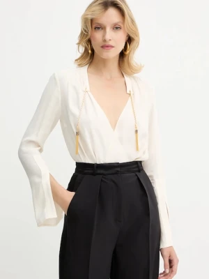 Elisabetta Franchi bluzka damska kolor beżowy gładka CB00557E2