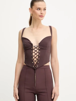 Elisabetta Franchi bluzka damska kolor brązowy gładka TO04357E2