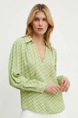 Elisabetta Franchi bluzka damska kolor zielony wzorzysta CAS3041E2 NORBLIN
