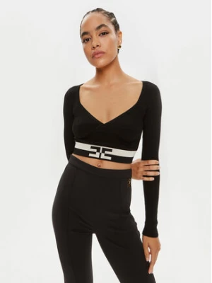 Elisabetta Franchi Bluzka MK-55S-46E2-V250 Czarny Slim Fit