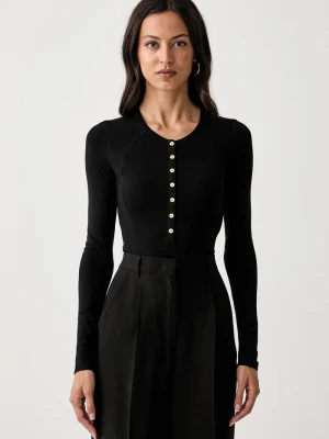 Elisabetta Franchi body damskie z dodatkiem wełny czarny