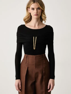 Elisabetta Franchi body damskie z wiskozą czarny