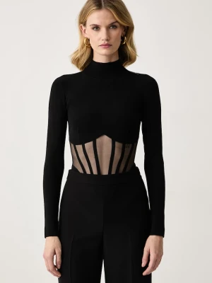 Elisabetta Franchi body damskie z wiskozą czarny