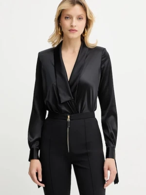Elisabetta Franchi body z dodatkiem jedwabiu kolor czarny gładka CB00757E2
