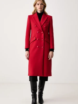 Elisabetta Franchi elegancki płaszcz damski czerwony