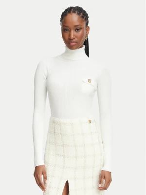 Elisabetta Franchi Golf MK-05B-66E2-V350 Biały Slim Fit